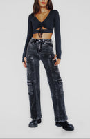 JEANS CARGO ROBERTA BLACK